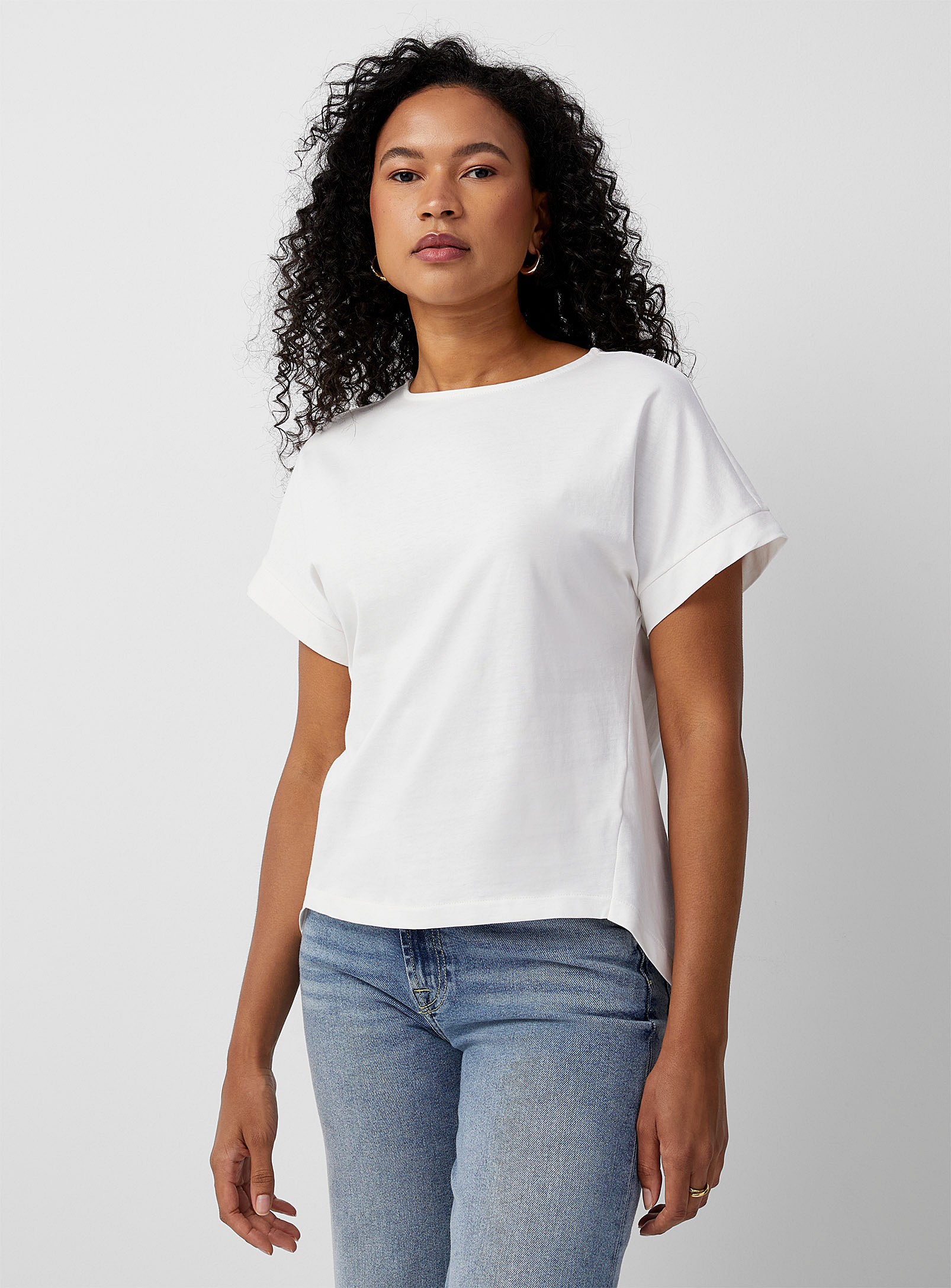 United Colors Of Benetton Back Pleat Loose T-shirt In White