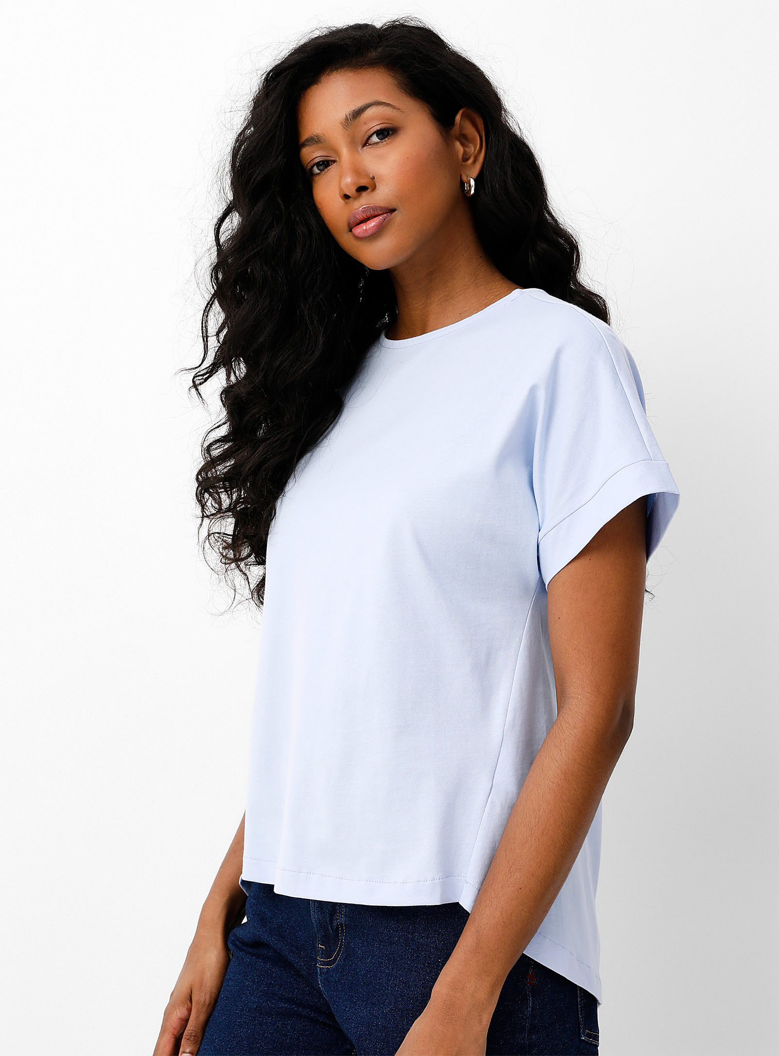 United Colors Of Benetton Back Pleat Loose T-shirt In Baby Blue