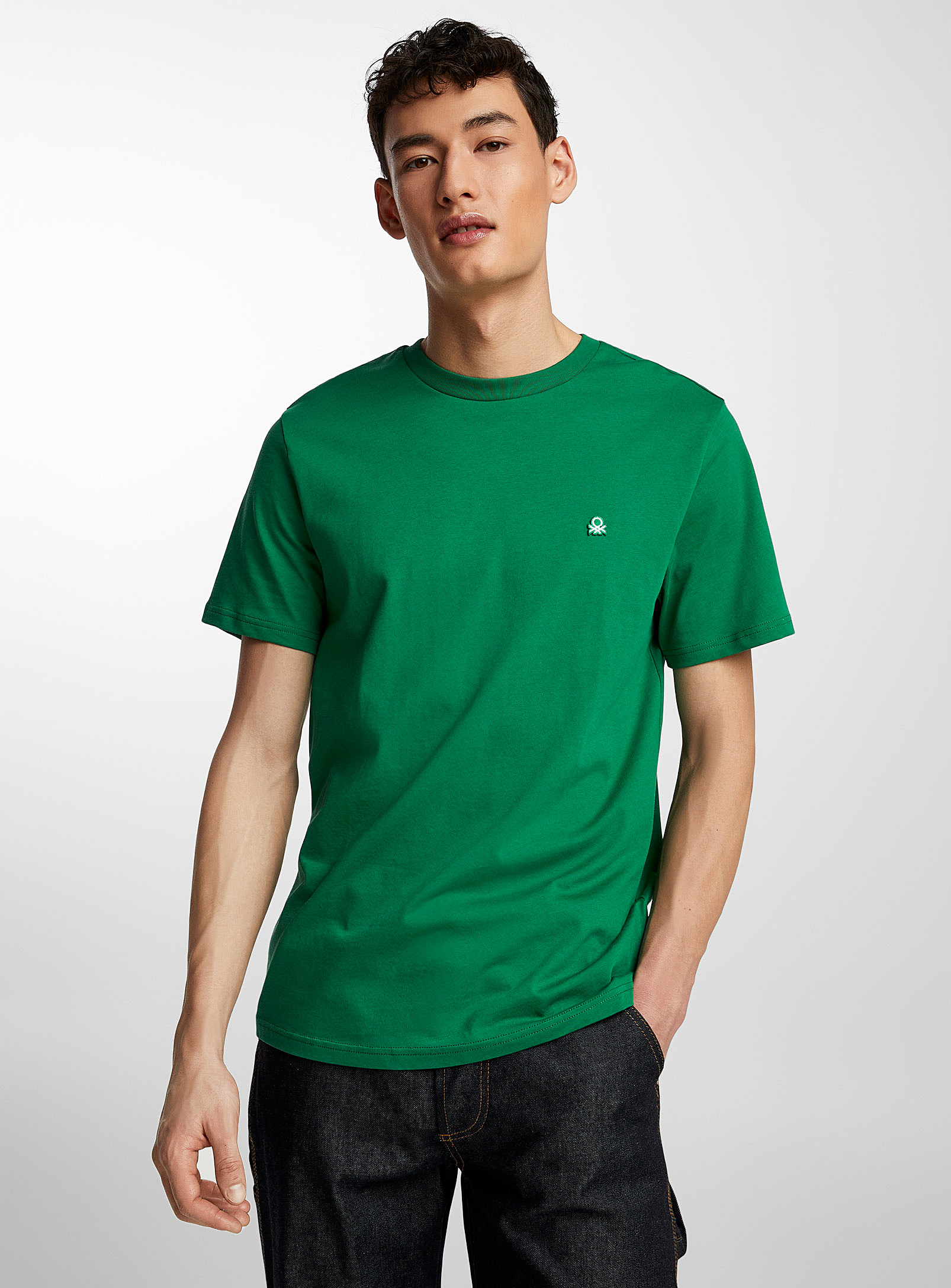 United Colors Of Benetton Minimalist Logo Emblem T-shirt In Green