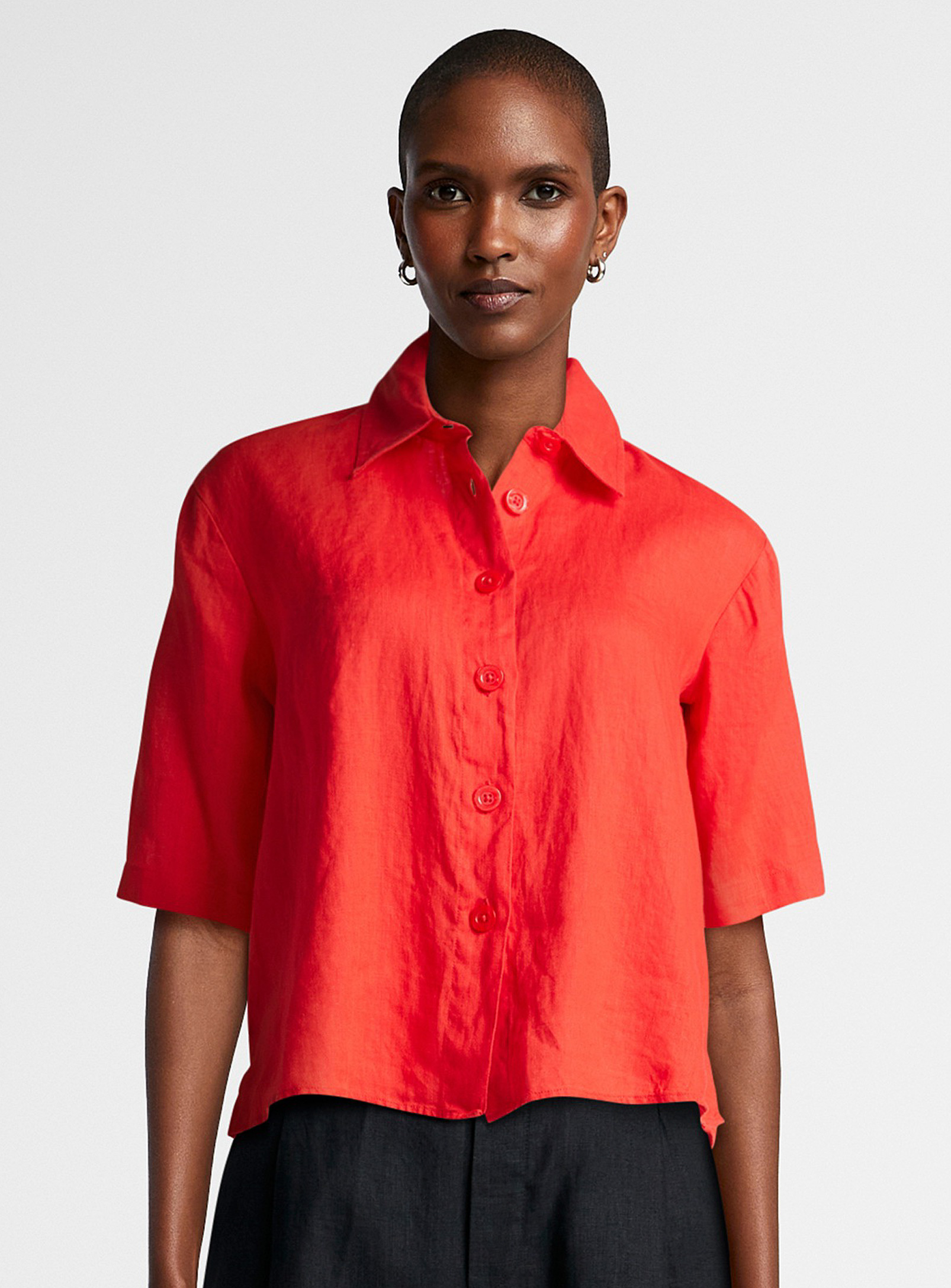 United Colors Of Benetton Pure Linen Boxy-fit Shirt In Red