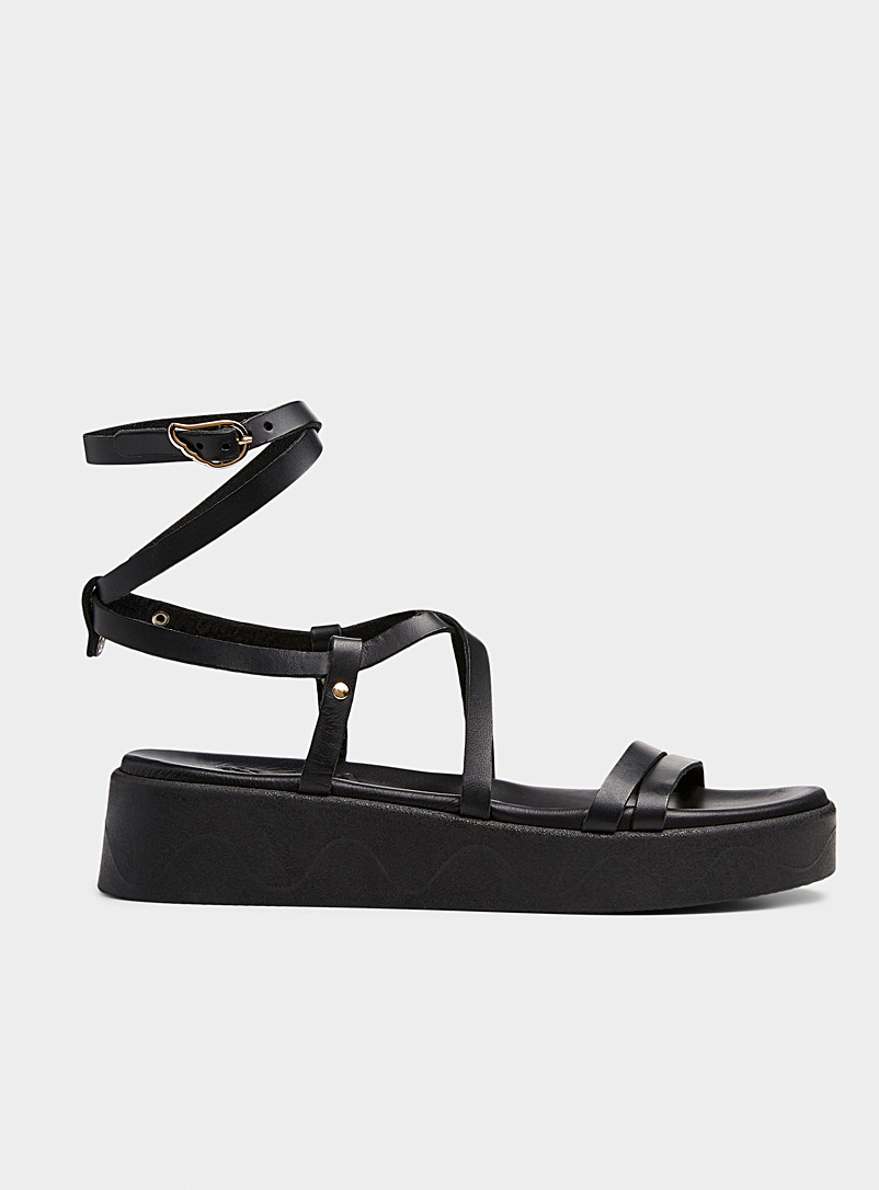 Ancient Greek Sandals Black Aristea multi-strap platform sandals Women for women