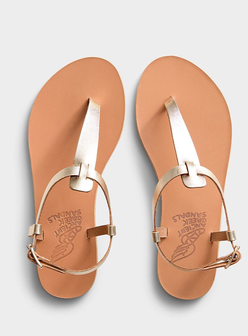 Ancient Greek Sandals: La sandale cuir dor&eacute; Lito <b>Faite &agrave; la main en Gr&egrave;ce</b> Femme Dor&eacute; pour femme
