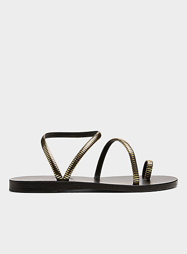 Apli Eleftheria golden stripes sandals <b>Handmade in Greece</b> Women
