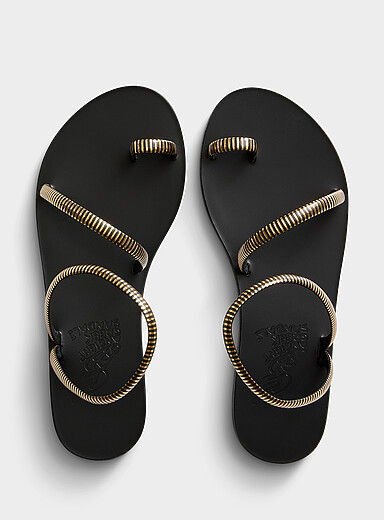 Apli Eleftheria golden stripes sandals <b>Handmade in Greece</b> Women