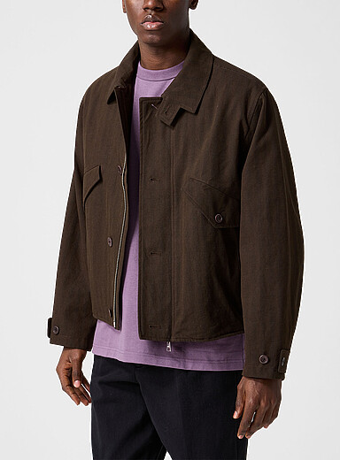 Norse Projects: La veste serg&eacute; chevron col montant Brun pour homme