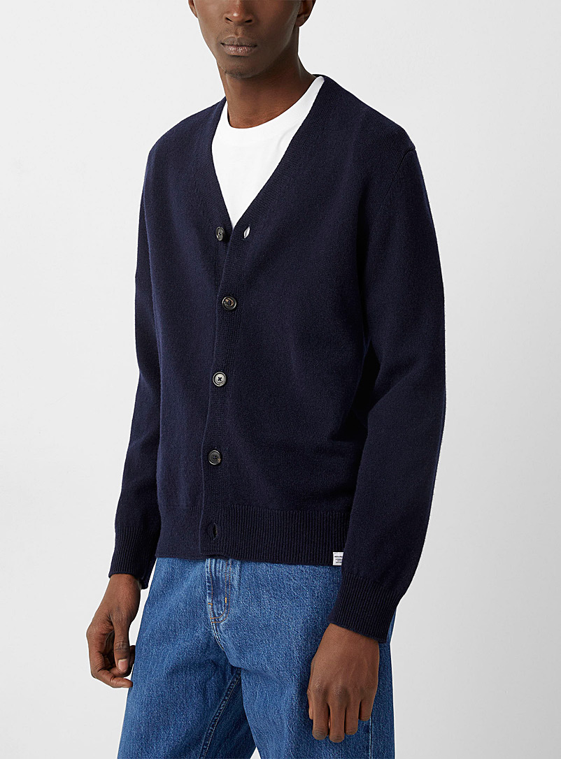 Norse Projects Marine Blue Adam navy cardigan for men