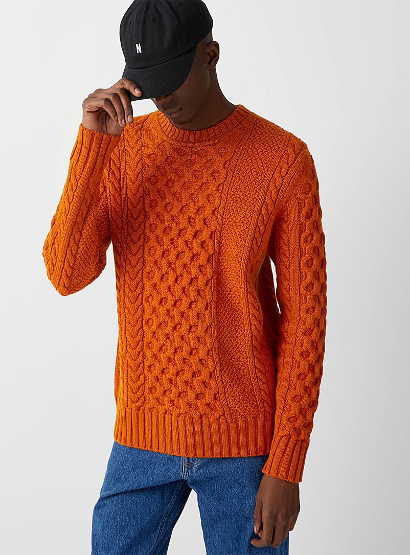 Norse Projects Orange Arild cable-knit sweater for men