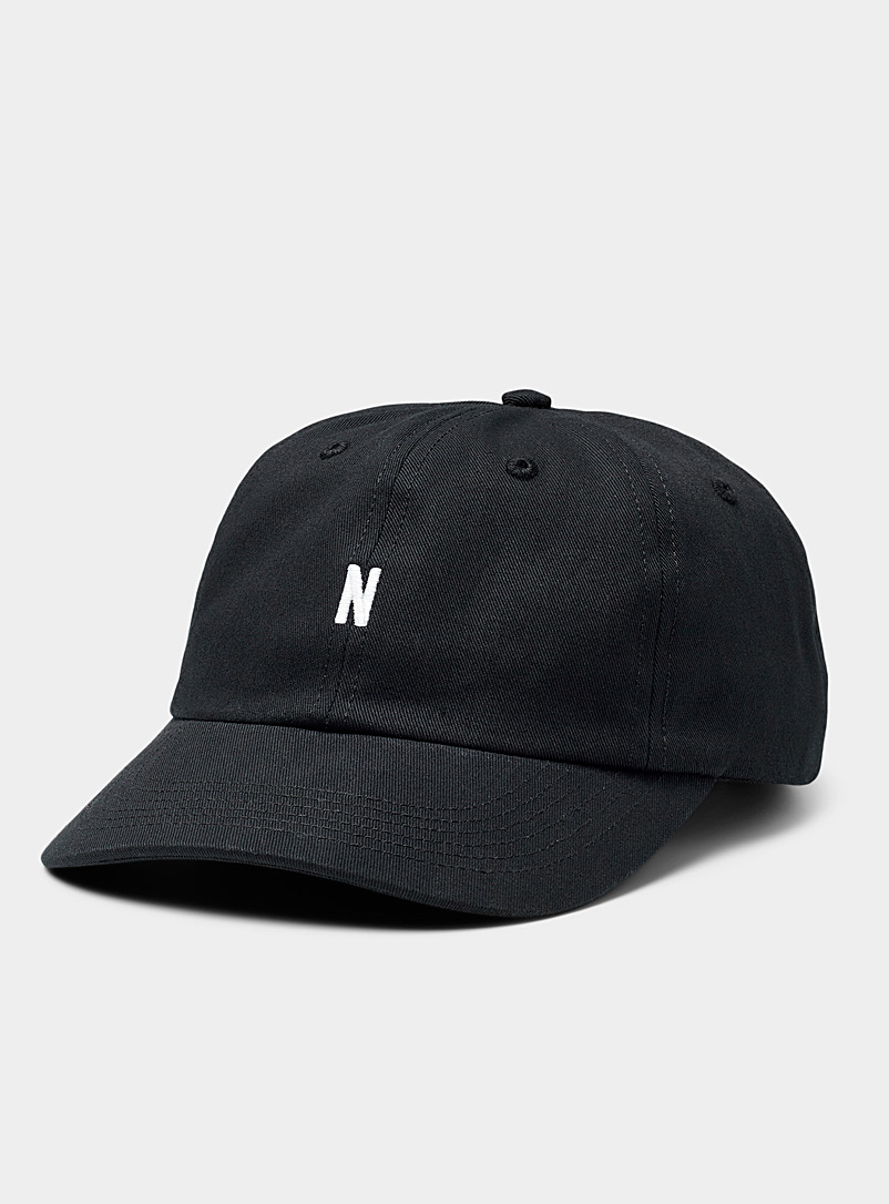 Norse Projects Black Embroidered letter twill cap for men