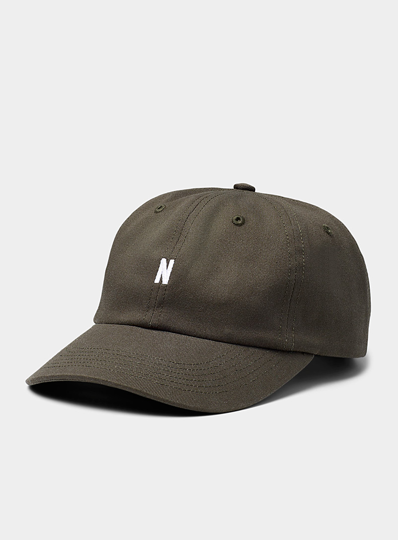 Norse Projects Mossy Green Embroidered letter twill cap for men