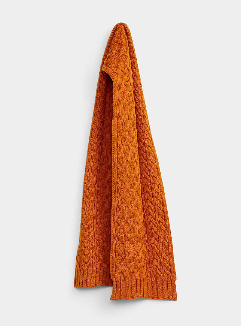 Norse Projects Orange Textured cables scarf for men