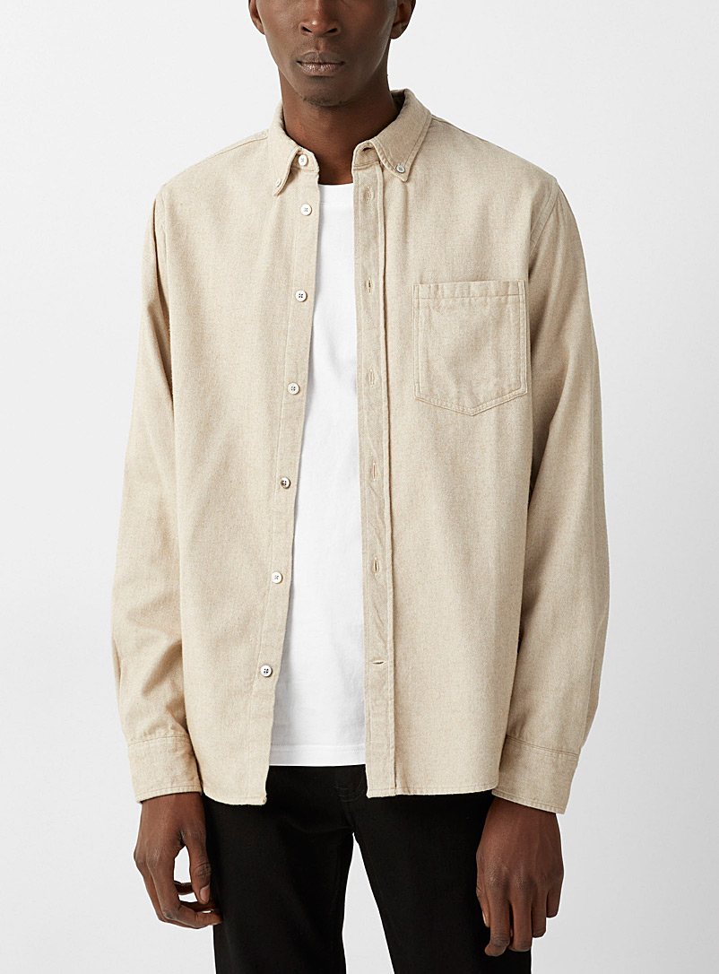 Norse Projects Cream Beige Anton brushed flannel shirt for men