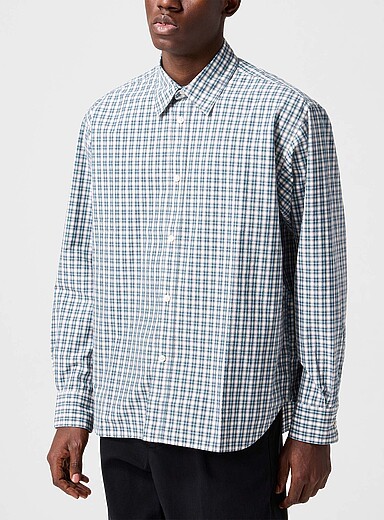 Norse Projects: La chemise popeline petits carreaux Falster Noir pour homme