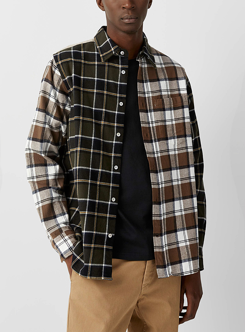 Norse Projects Black Algot mixed plaid flannel shirt for men