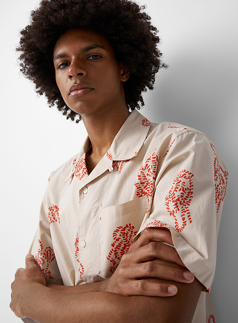 Norse Projects: La chemise cabana cordage abstrait Blanc à motifs pour homme