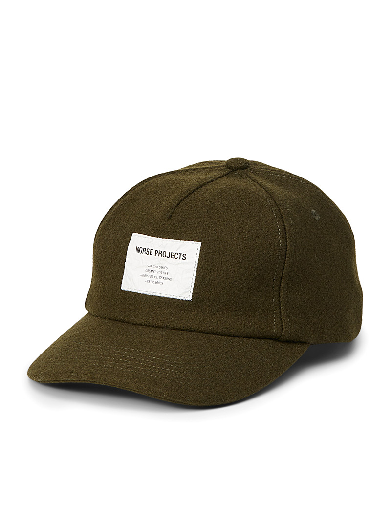 Norse Projects Green Melton baseball cap for men
