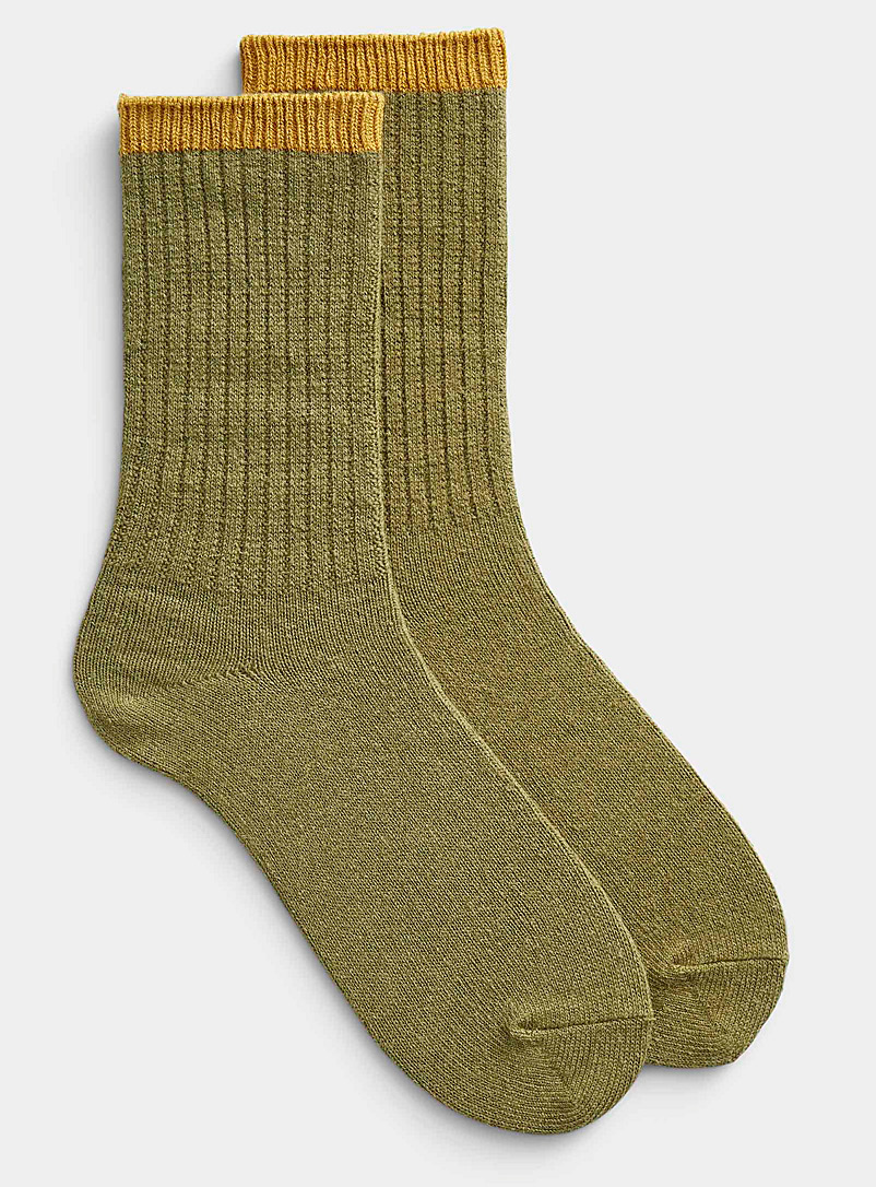 Norse Projects Mossy Green Bjarki olive sock for men
