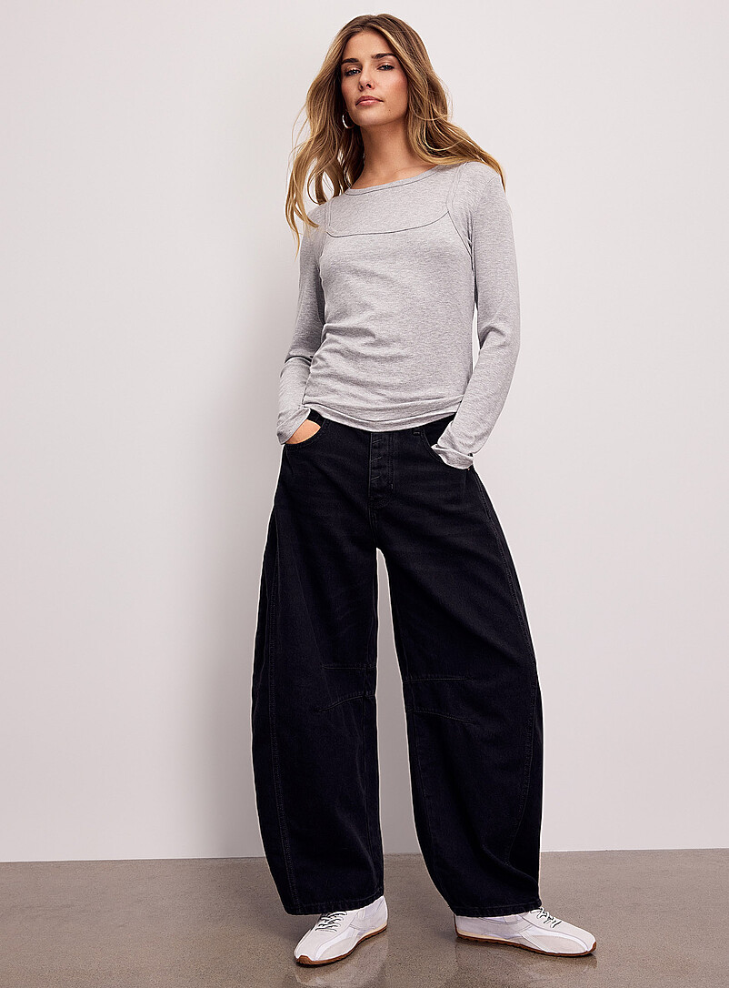 Ic&ocirc;ne Grey Layered cami long-sleeve T-shirt for women