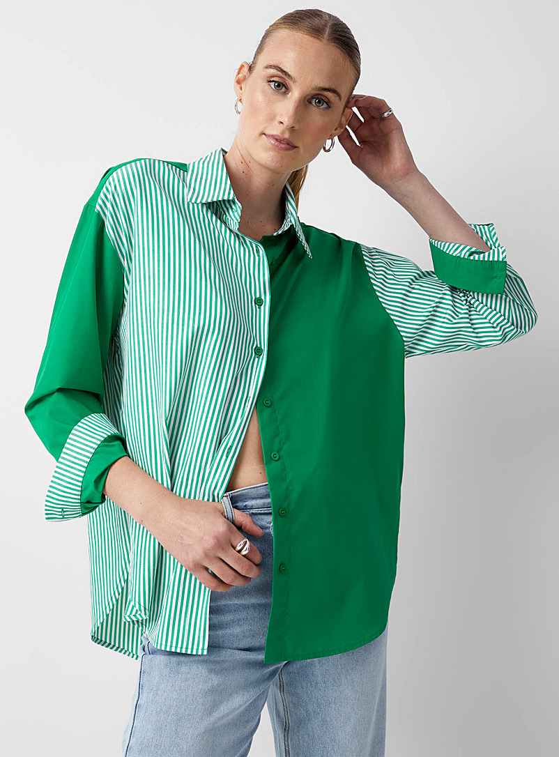 Icône Green Coloured checks striped shirt for women