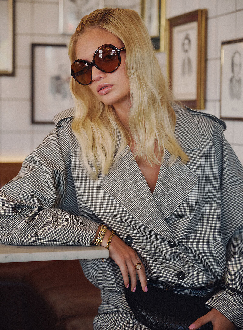 Houndstooth notched collar boxy blazer product image (primary)