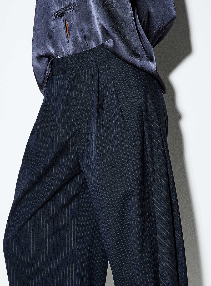 Pleated pinstripe barrel pant product image 2