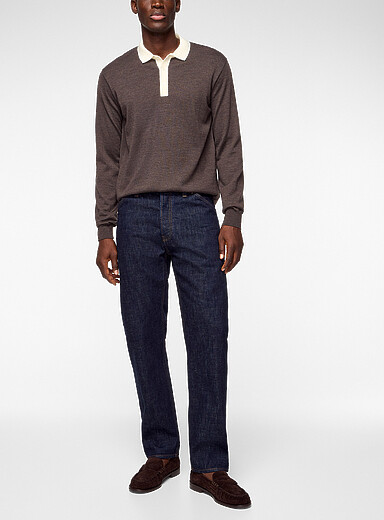 Drake's Navy/Midnight Blue Dark indigo selvedge straight-leg jean for men