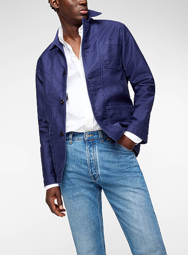 Drake's: La veste utilitaire en moleskine Indigo pour homme