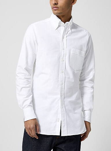 Drake's: La chemise oxford ajust&eacute;e Blanc pour homme