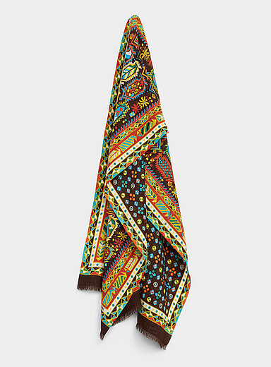 Colourful geometric-pattern lightweight scarf