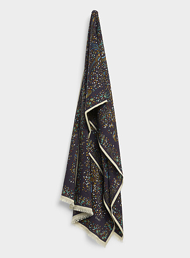 Birds of Paradise wool and silk scarf
