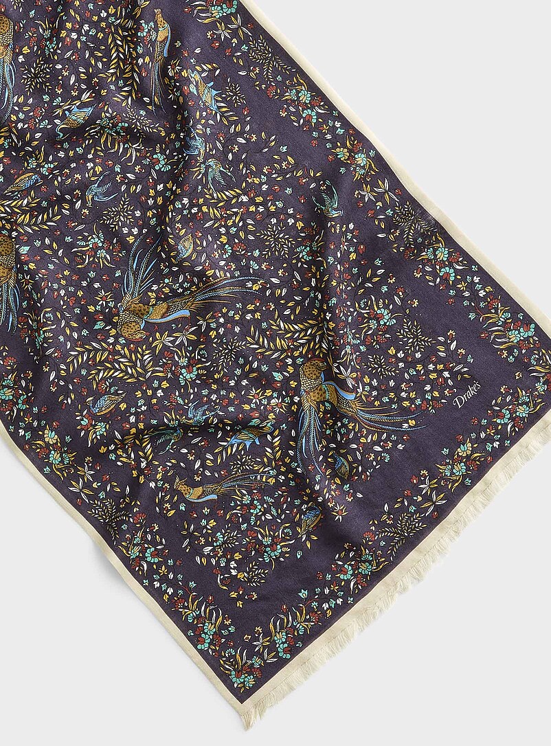 Birds of Paradise wool and silk scarf | Drake's | | Simons