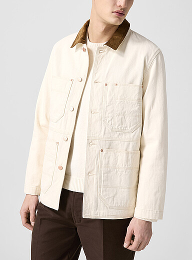 La veste de travail denim col velours c&ocirc;tel&eacute;