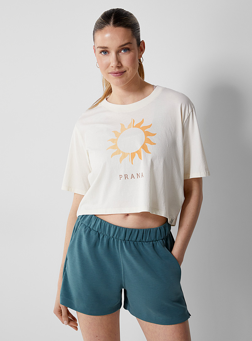Prana: Le t-shirt carré raccourci soleil Ivoire - Beige crème pour femme