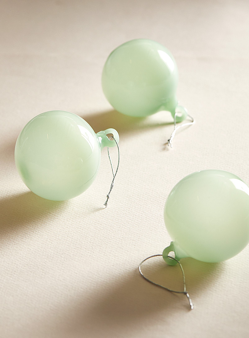 Brook Drabot Lime Green Monochrome blown glass decorative bubbles Set of 3