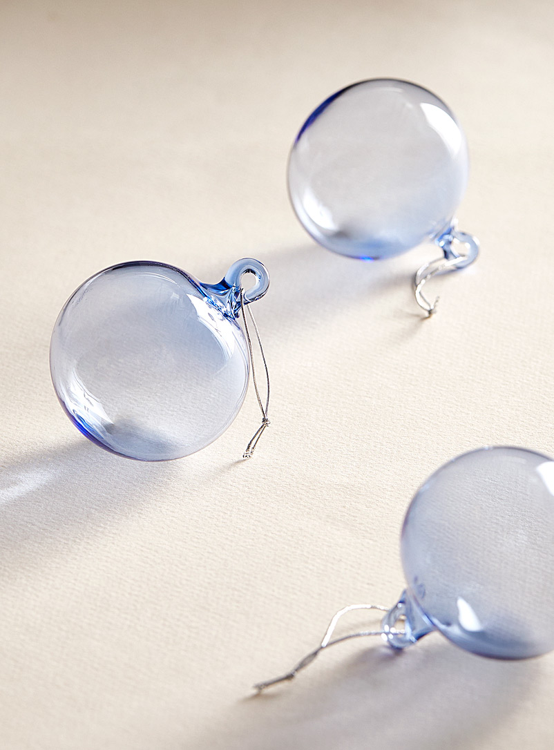 Brook Drabot: Les bulles déco monochromes en verre soufflé Ensemble de 3 Bleu pâle-bleu poudre