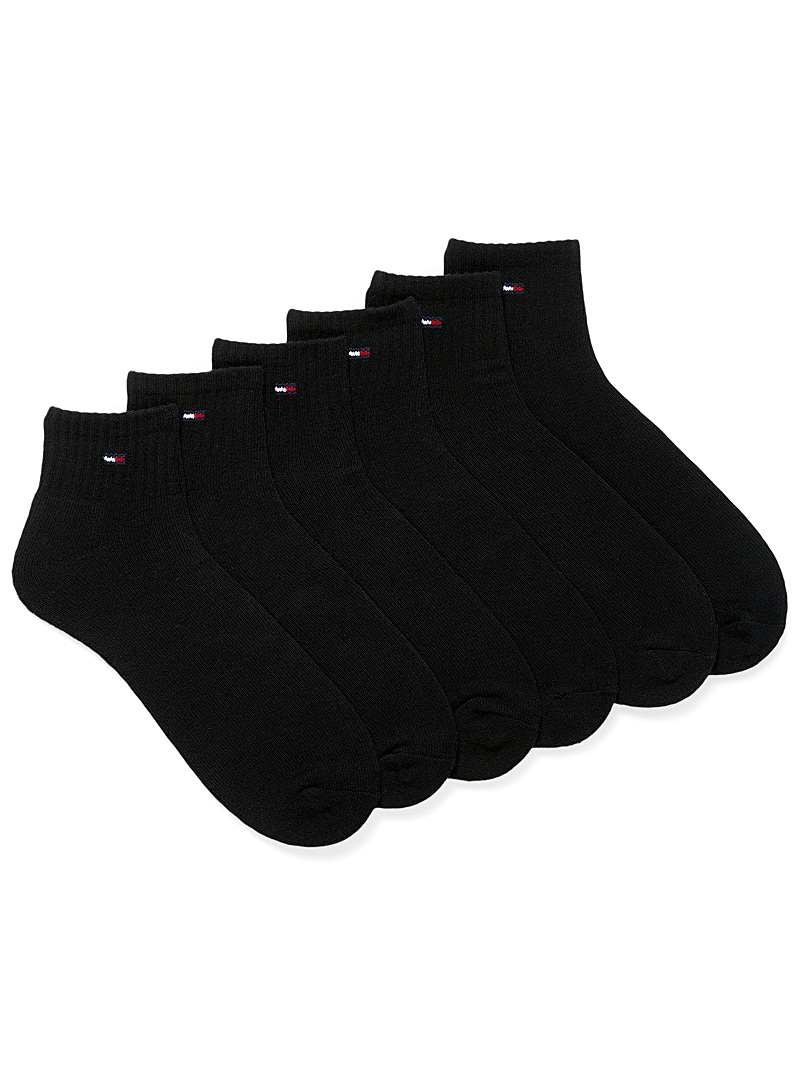 Tommy Hilfiger Black Mini-logo sporty ankle socks 6-pack for men