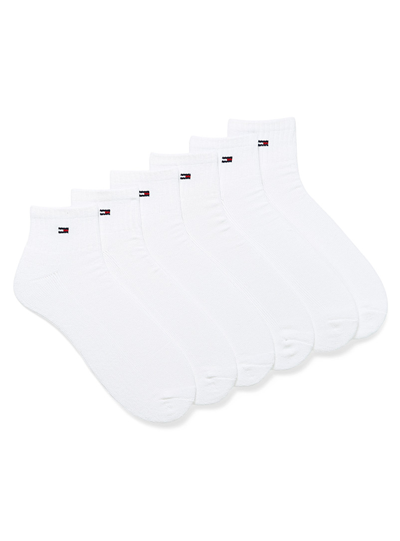 Tommy Hilfiger: Les chaussettes cheville minilogo Emballage de 6 Blanc pour homme