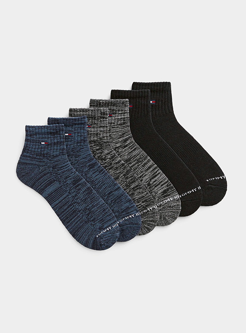 Tommy Hilfiger Assorted black  Mini-logo ankle socks 6-pack for men