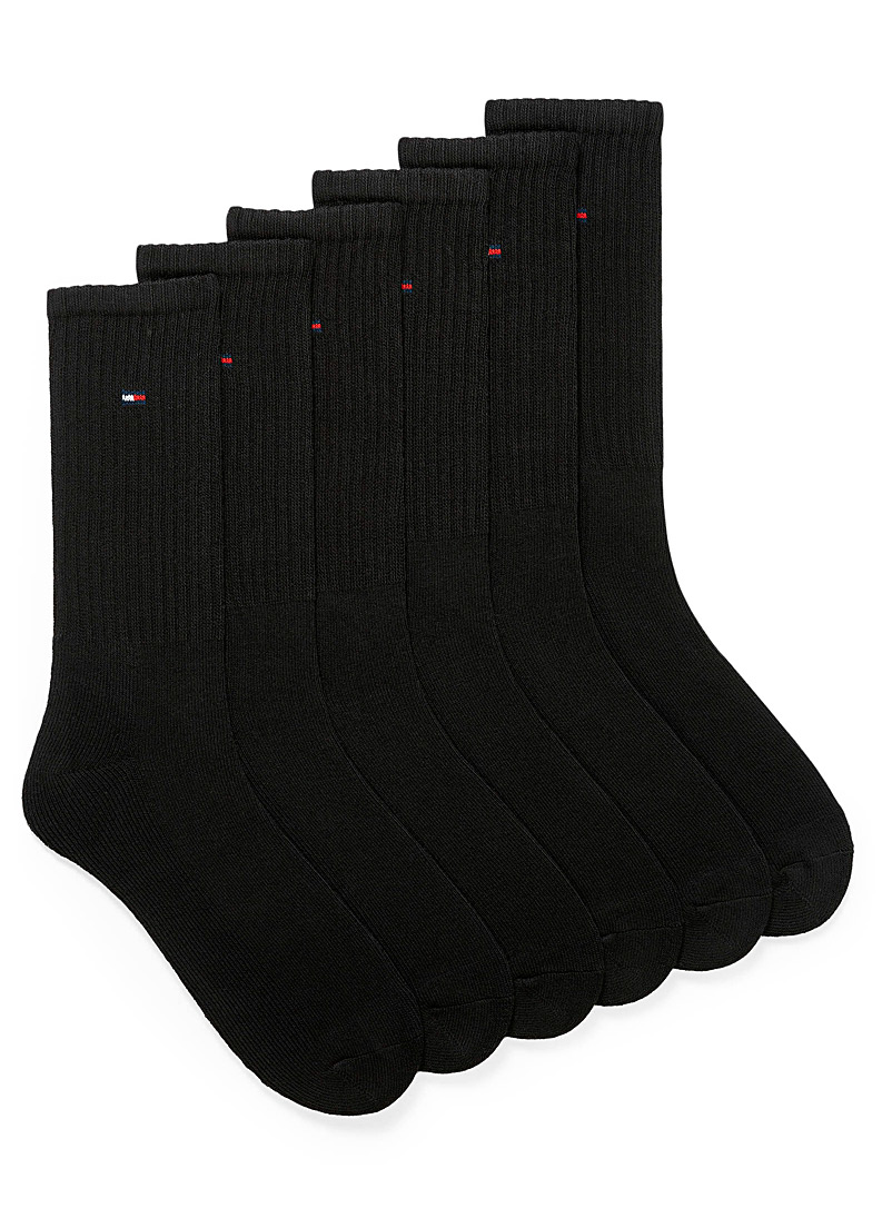 Tommy Hilfiger: Les chaussettes côtelées minilogo Emballage de 6 Noir pour homme