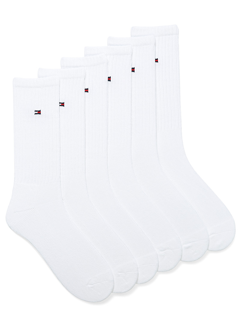 Tommy Hilfiger White Mini-logo ribbed socks 6-pack for men