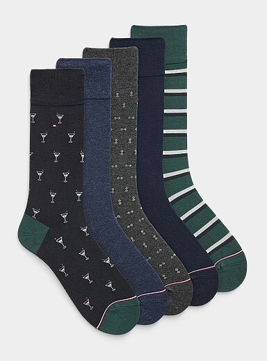 Chaussettes Habillées Bleu Rayées - Taille 10-13 - Coton - Pour Mariage Ou Cérémonie