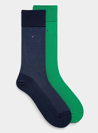 Les chaussettes habill&eacute;es verte/marine Emballage de 2