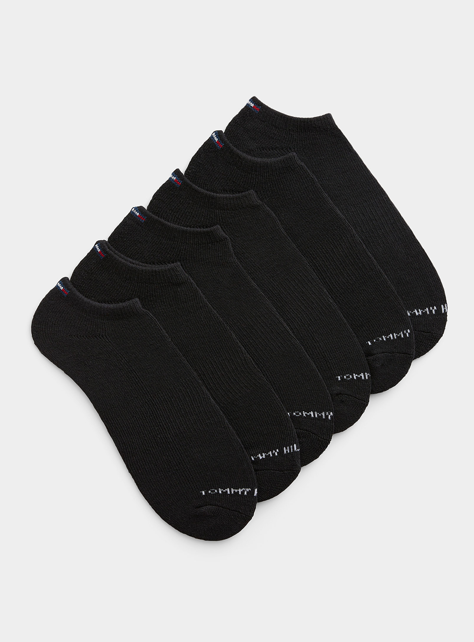 Tommy Hilfiger Mini-logo Sporty Ped Socks 6-pack In Black