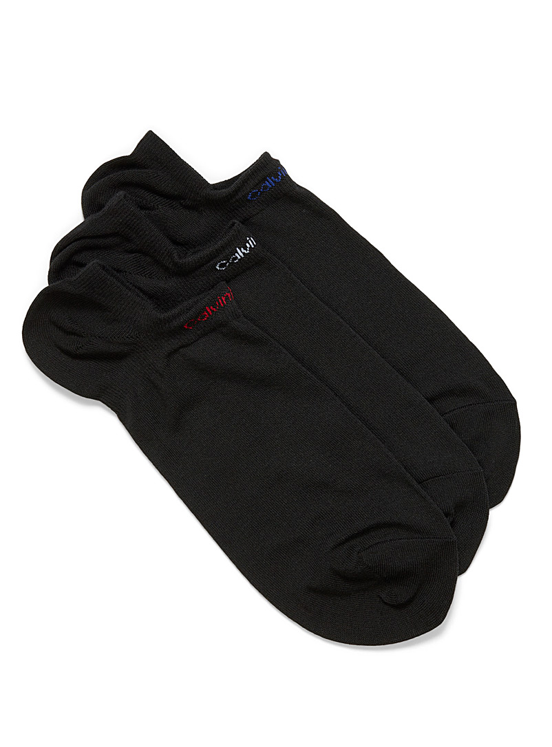 Calvin Klein Black No-show sports ped sock 3-pack for men