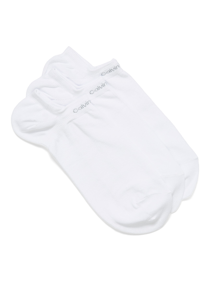 Calvin Klein White No-show sports ped sock 3-pack for men