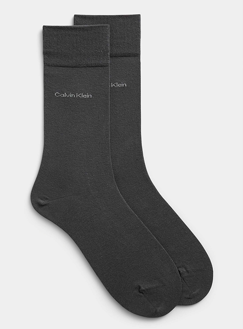 Calvin Klein: La chaussette habillée coton égyptien chiné Charbon pour homme