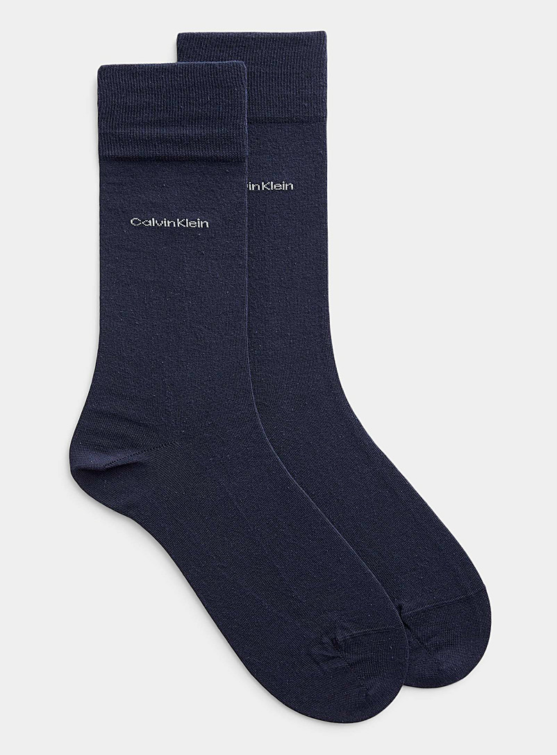 Calvin Klein: La chaussette habillée coton égyptien chiné Bleu marine - Bleu nuit pour homme