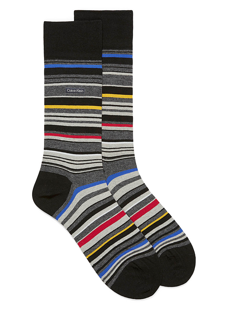 Calvin Klein Black Multi-stripe dress socks for men