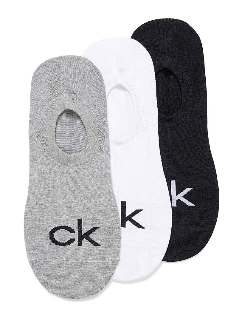 Calvin Klein Charcoal Logo ped sock 3-pack for men