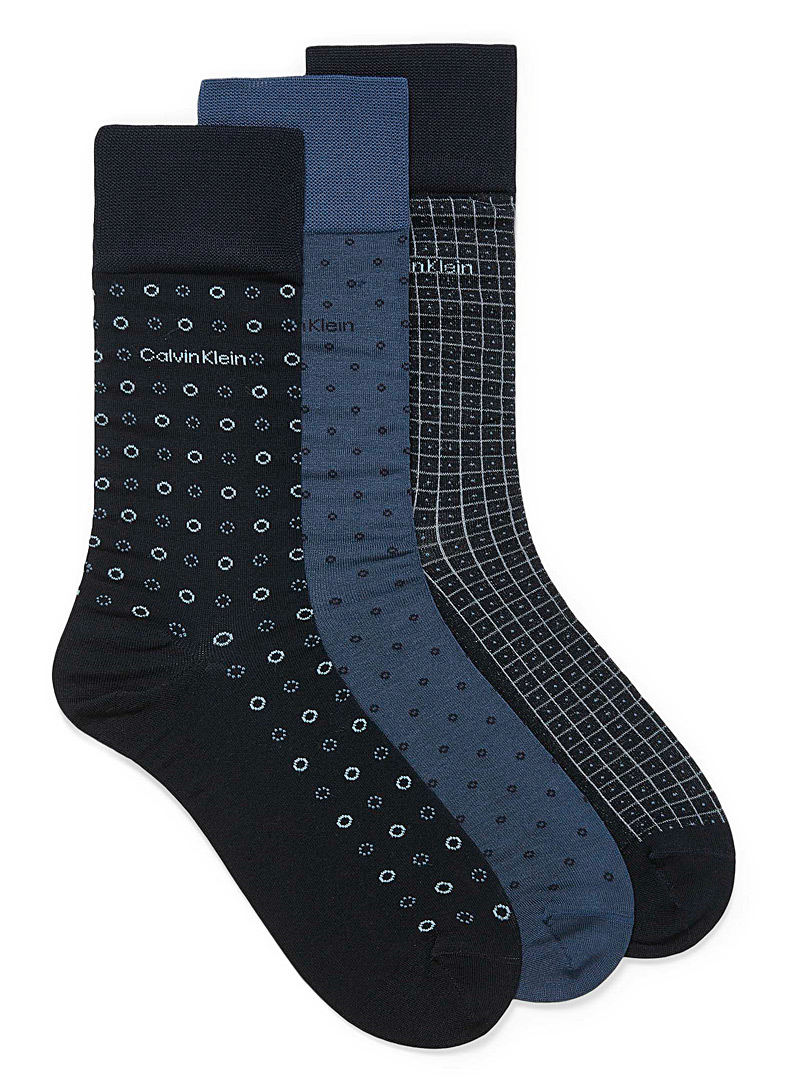 Calvin Klein Marine Blue Modern geometric dress socks 3-pack for men