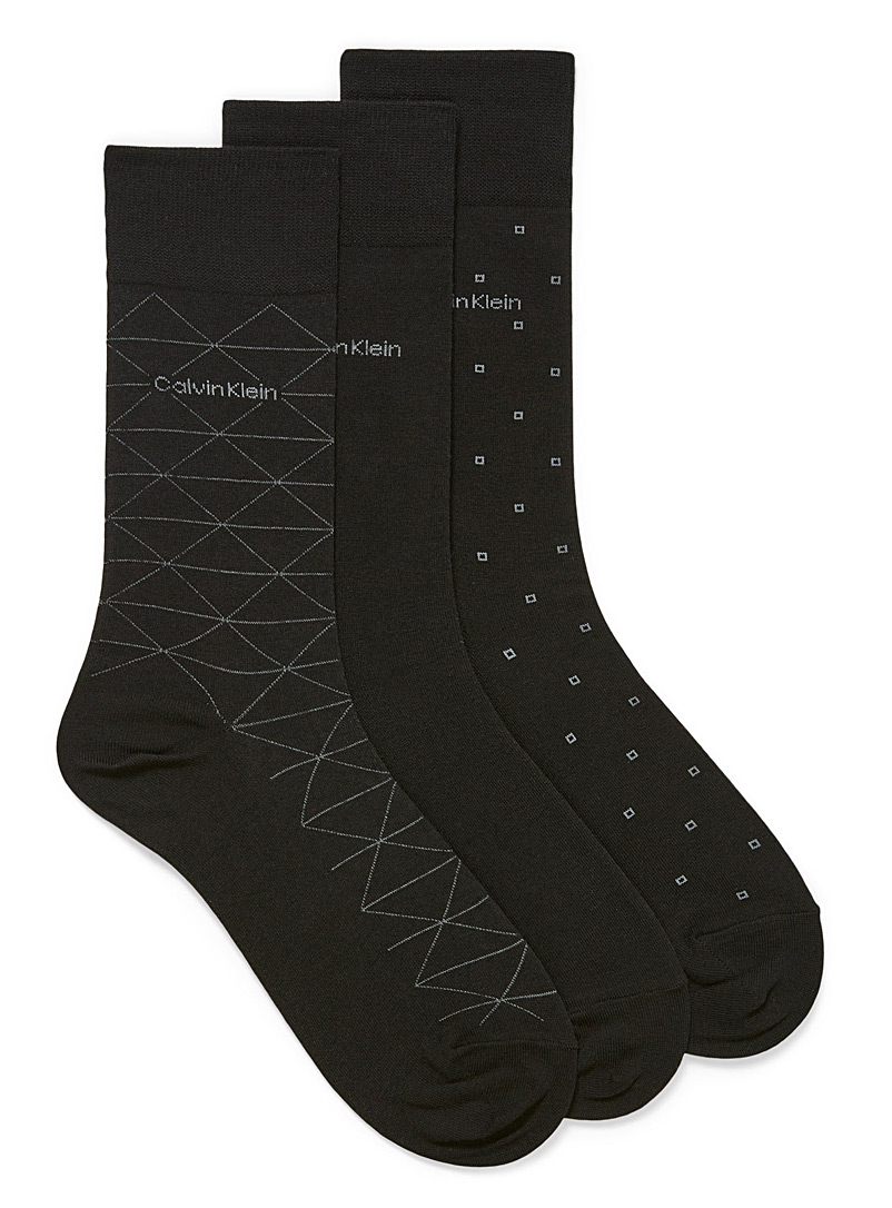 Calvin Klein Black Geometric ribbed socks 3-pack for men